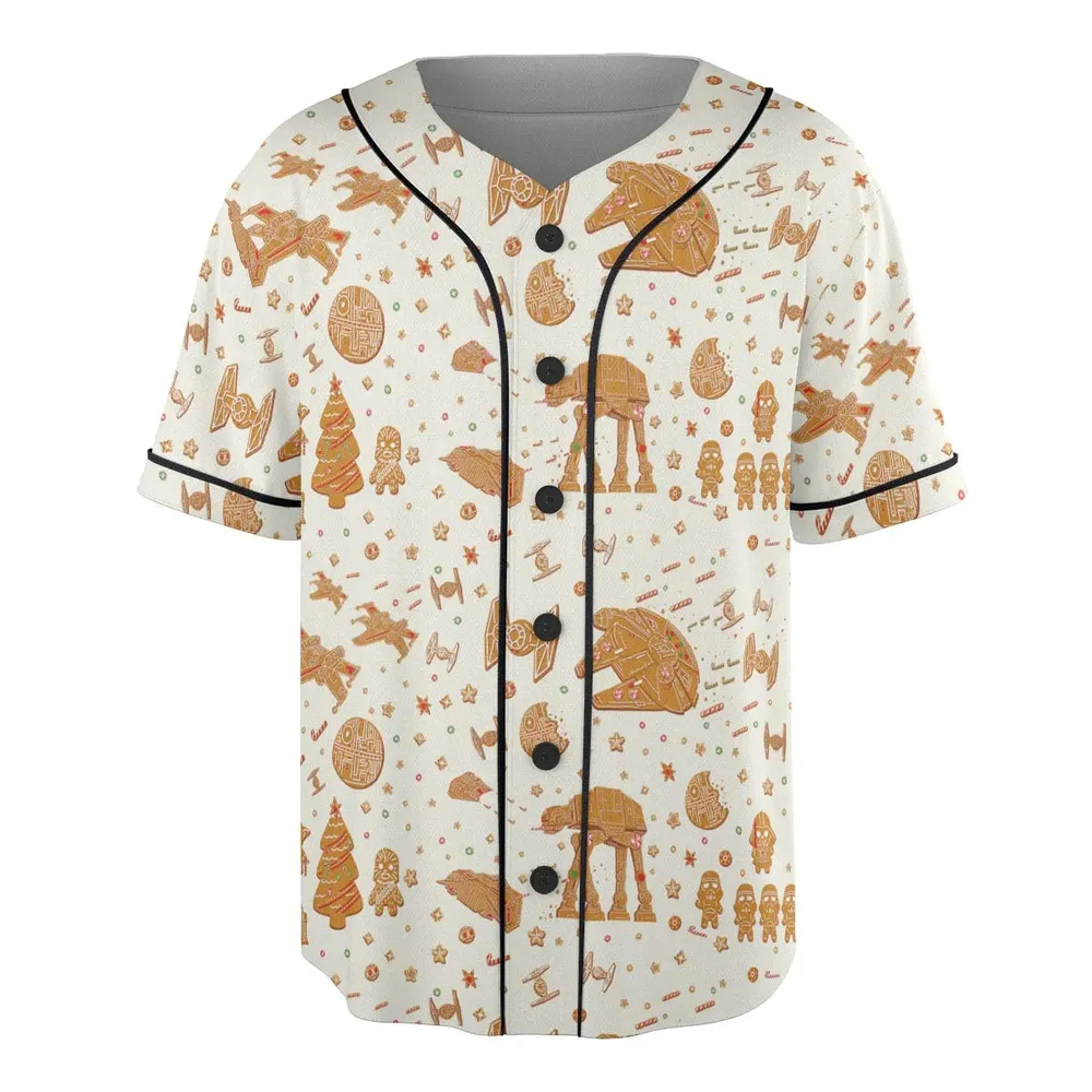 Gingerbread Christmas Star Wars Unisex Baseball Jersey - 3