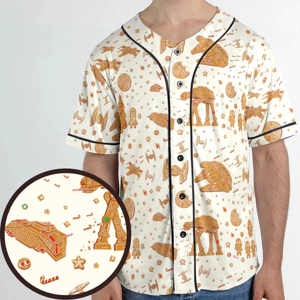 Gingerbread Christmas Star Wars Unisex Baseball Jersey - 1