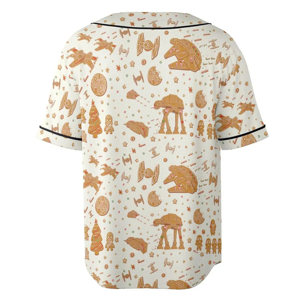 Gingerbread Christmas Star Wars Unisex Baseball Jersey - 4