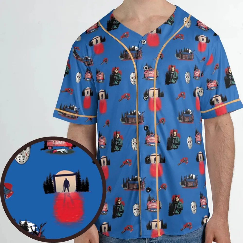 Jason Vorhees Camp Crystal Lake Halloween Unisex Baseball Jersey - 1