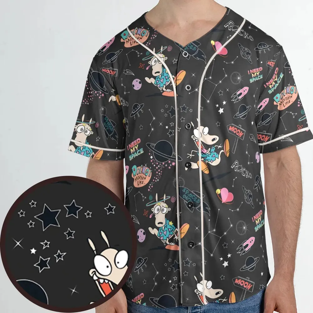 Rocko Space Out Rocko's Modern Life Unisex Baseball Jersey - 1