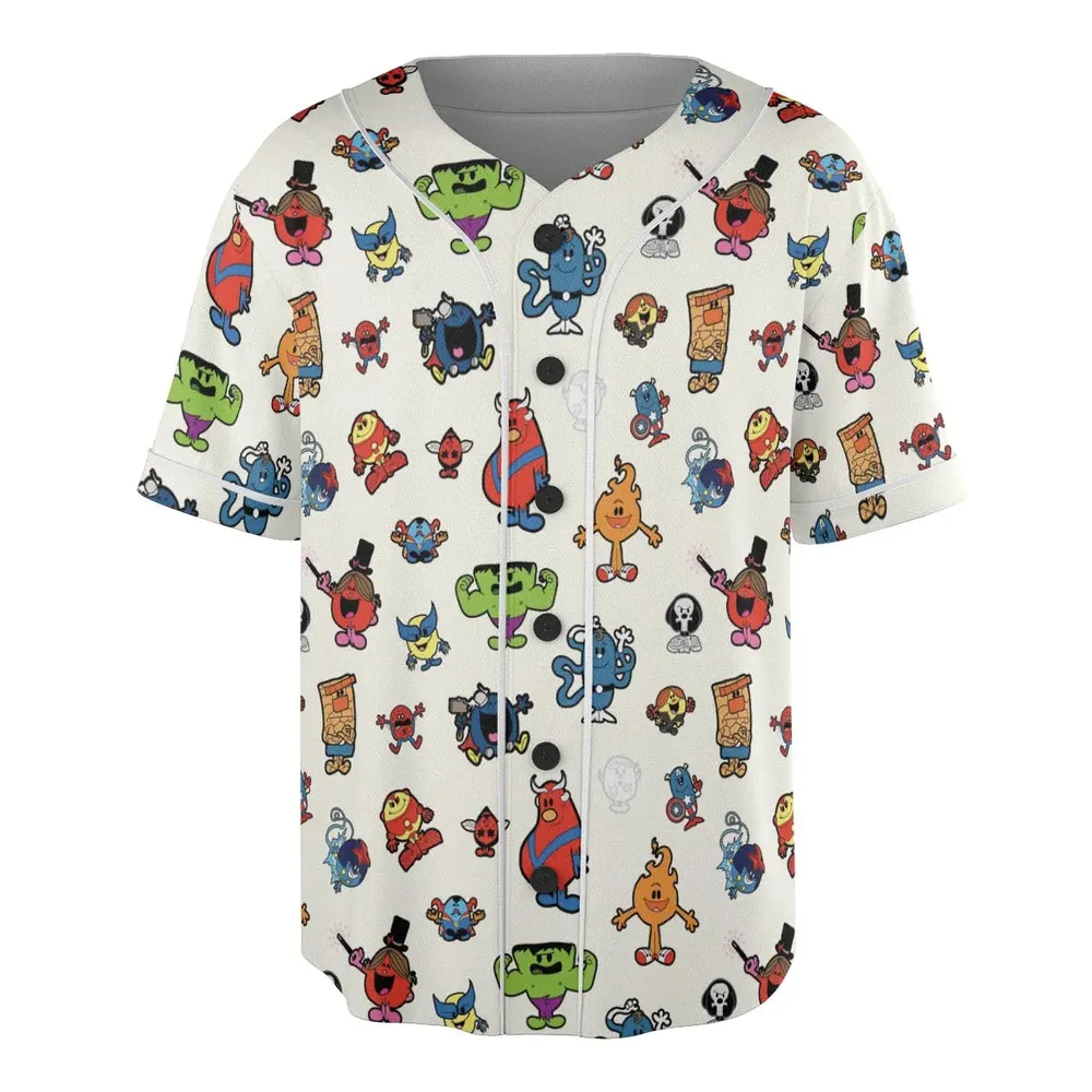 Marvel Characters And Mr Men Pattern Unisex Baseball Jersey - 3