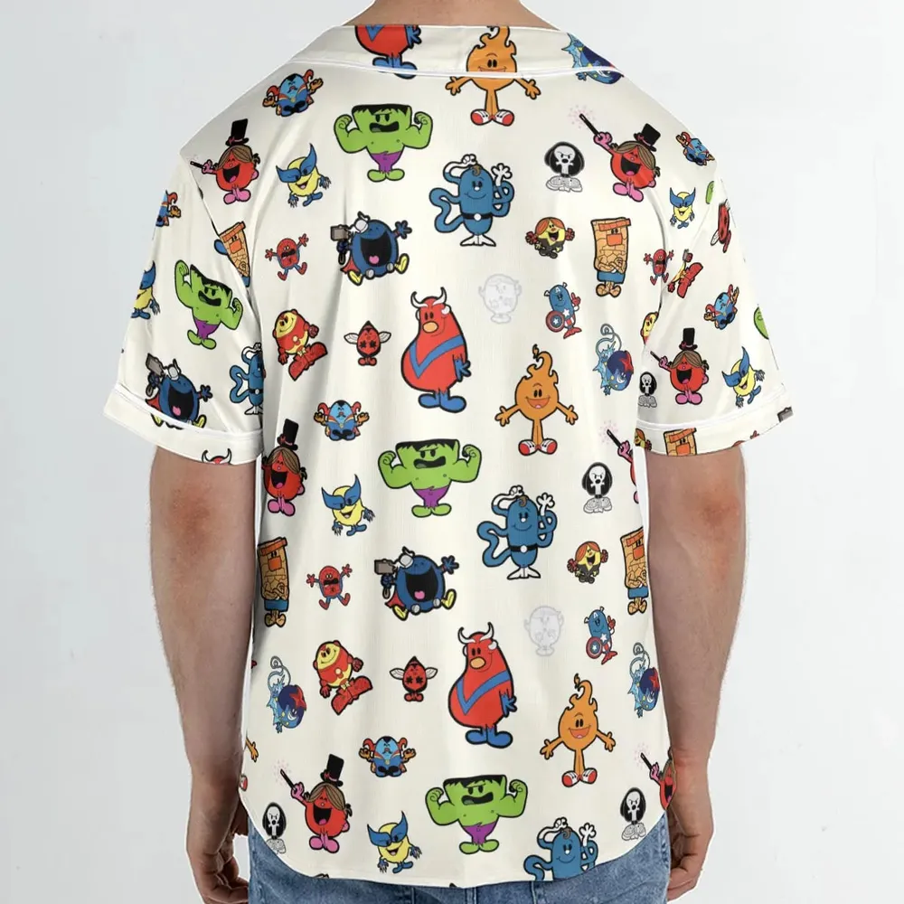 Marvel Characters And Mr Men Pattern Unisex Baseball Jersey - 2