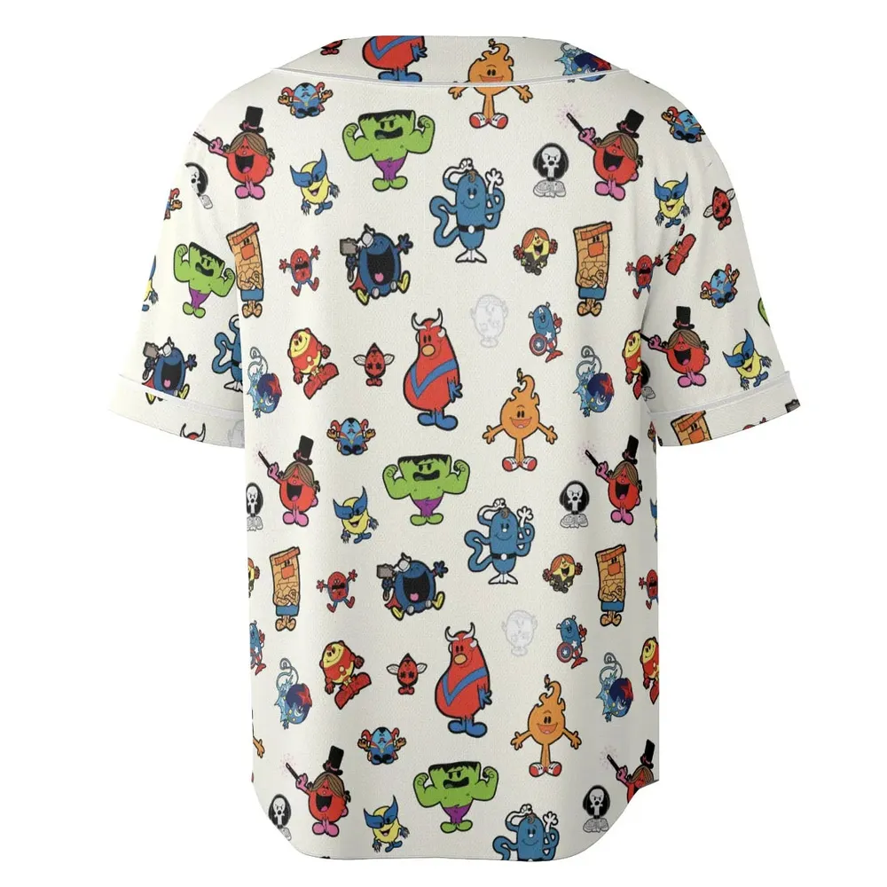 Marvel Characters And Mr Men Pattern Unisex Baseball Jersey - 4