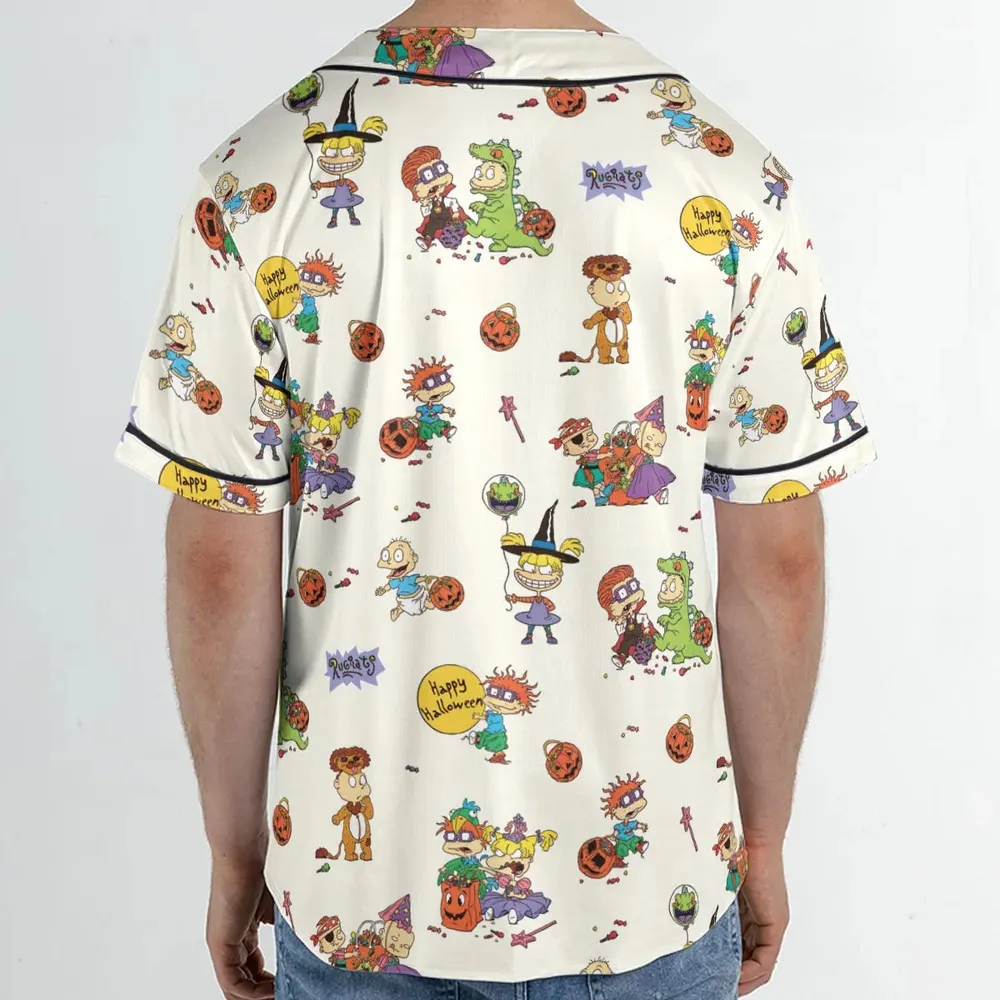 Rugrats Happy Halloween Pattern Unisex Baseball Jersey - 2
