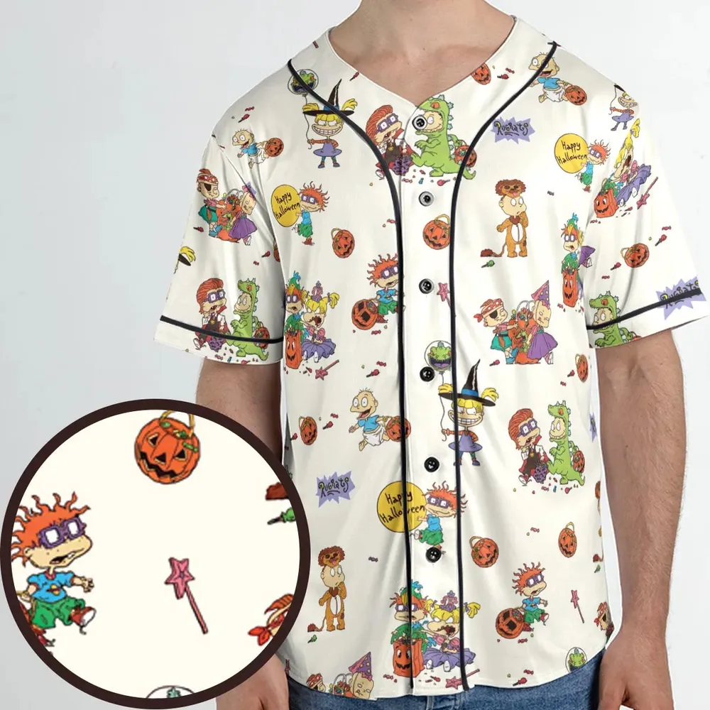 Rugrats Happy Halloween Pattern Unisex Baseball Jersey - 1