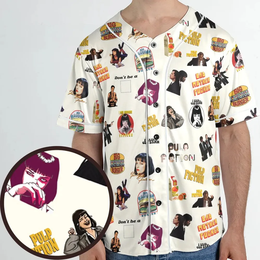 Pulp Fiction Pattern Unisex Baseball Jersey - 1