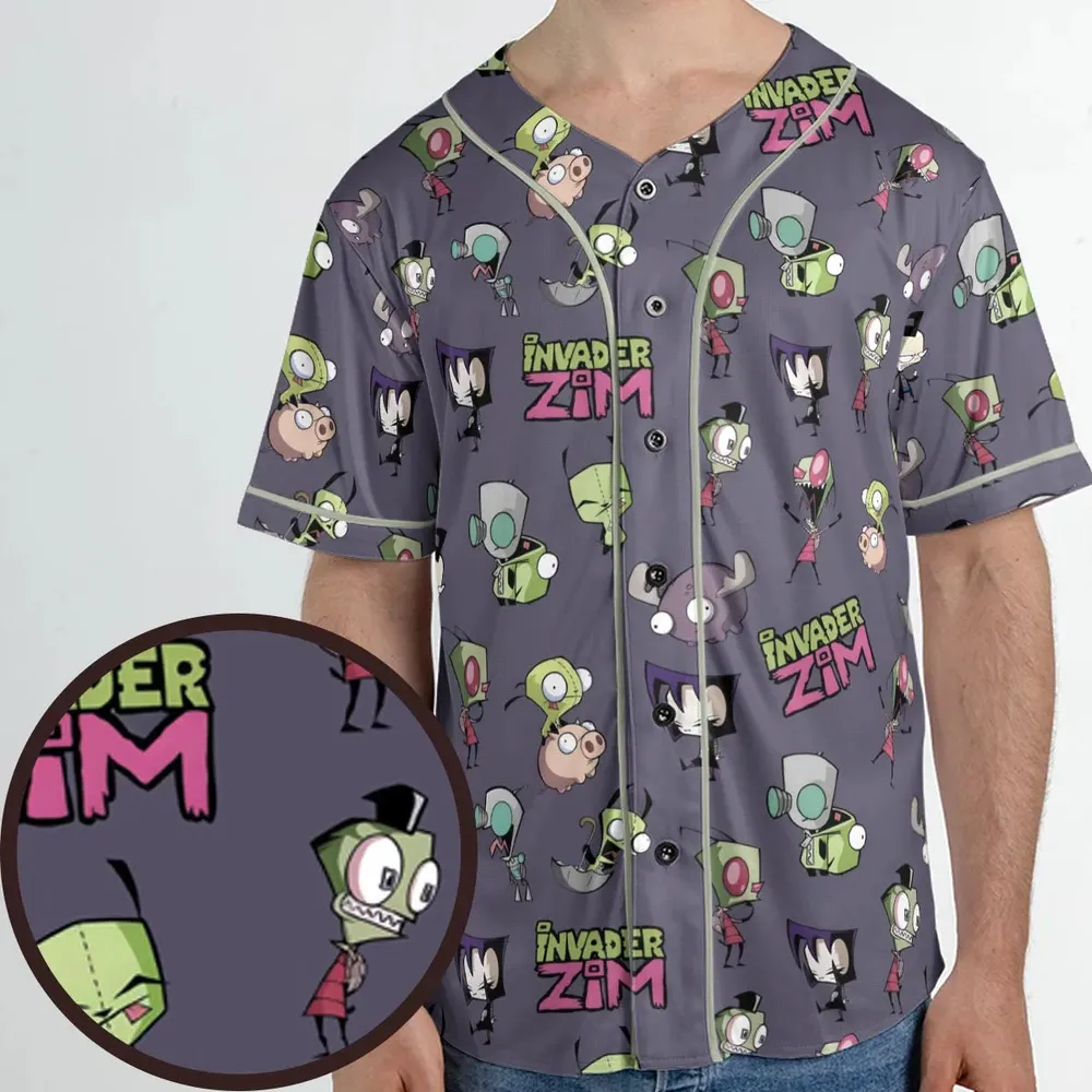 Invader Zim Pattern Unisex Baseball Jersey - 1