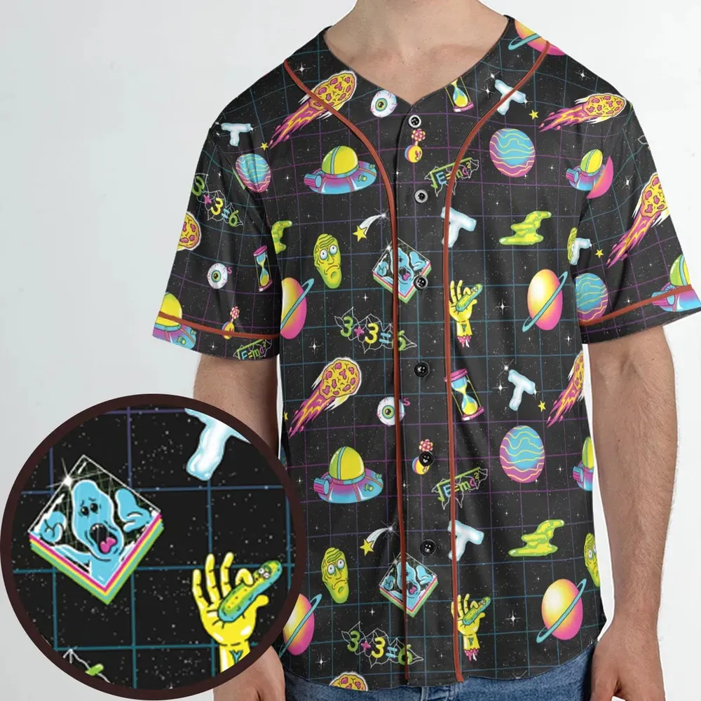 Space Fight Rick and Morty Unisex Baseball Jersey - 1