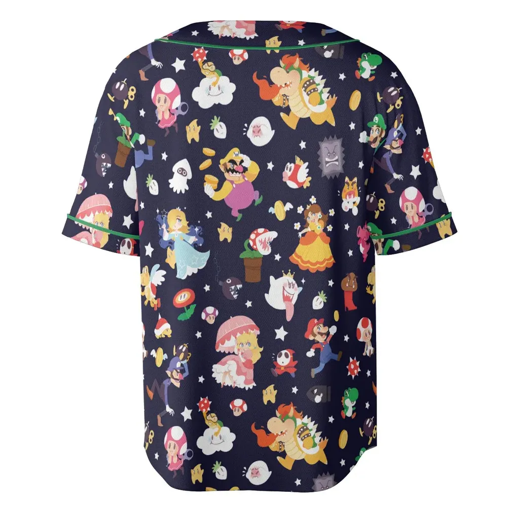 Mushroom Kingdom Super Mario Unisex Baseball Jersey - 4