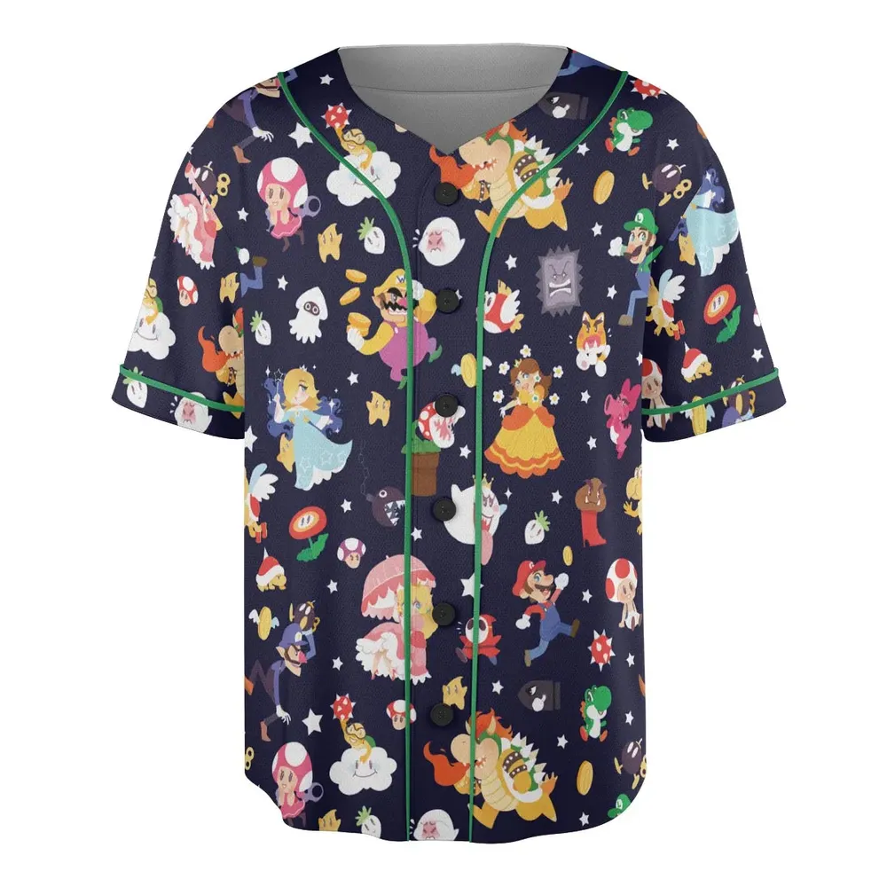 Mushroom Kingdom Super Mario Unisex Baseball Jersey - 3