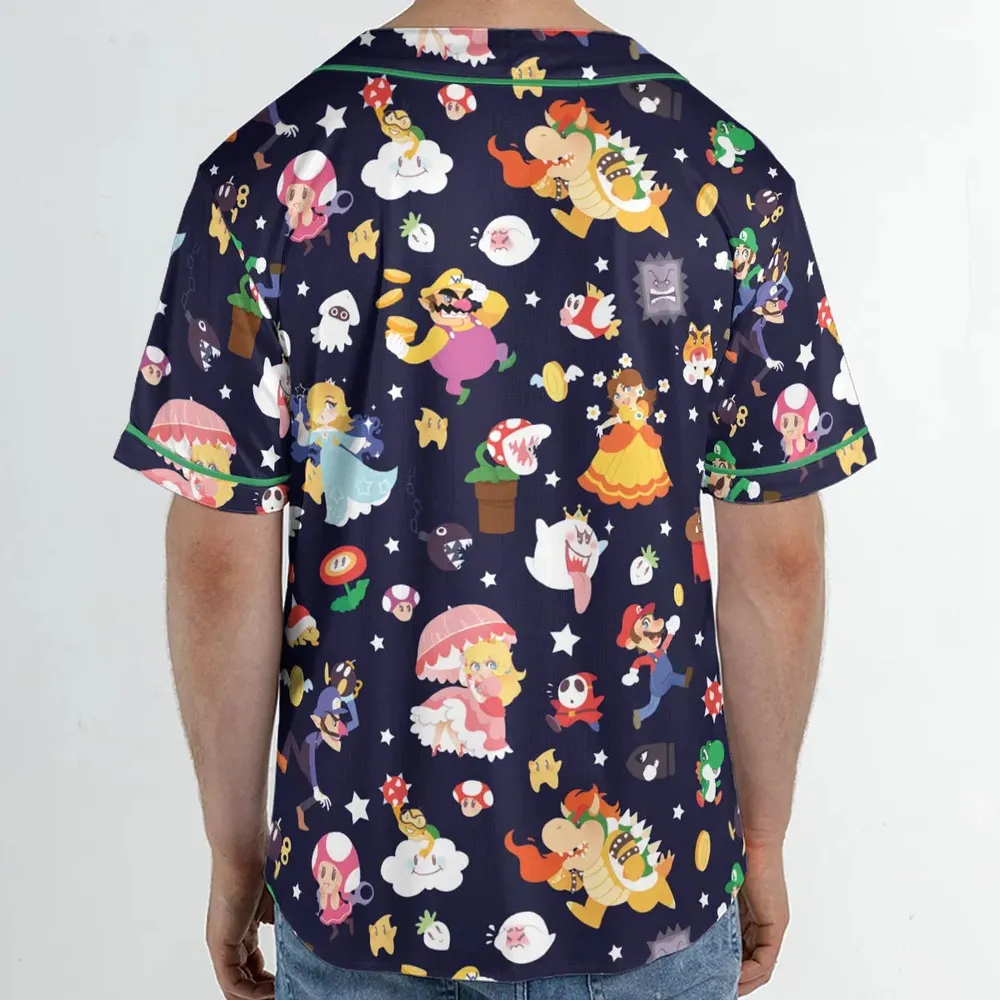 Mushroom Kingdom Super Mario Unisex Baseball Jersey - 2