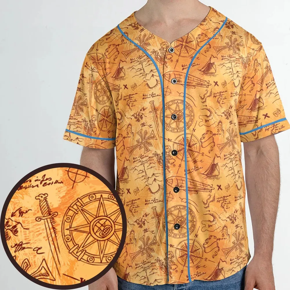 Vintage Adventure Map Indiana Jones Unisex Baseball Jersey - 1