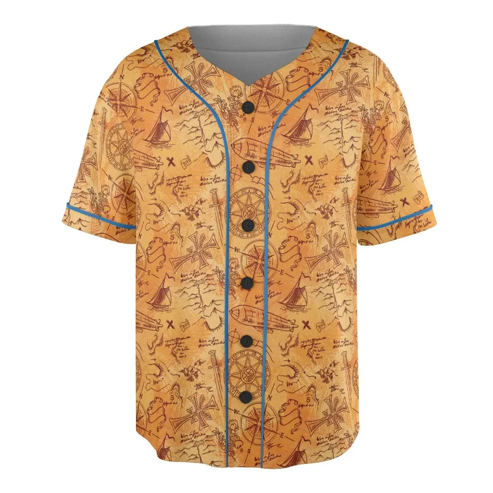 Vintage Adventure Map Indiana Jones Unisex Baseball Jersey - 3