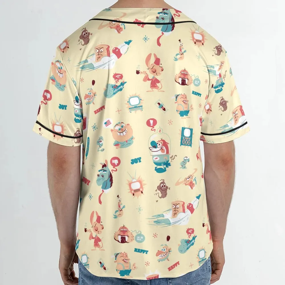 Ren and Stimpy Pattern Unisex Baseball Jersey - 2
