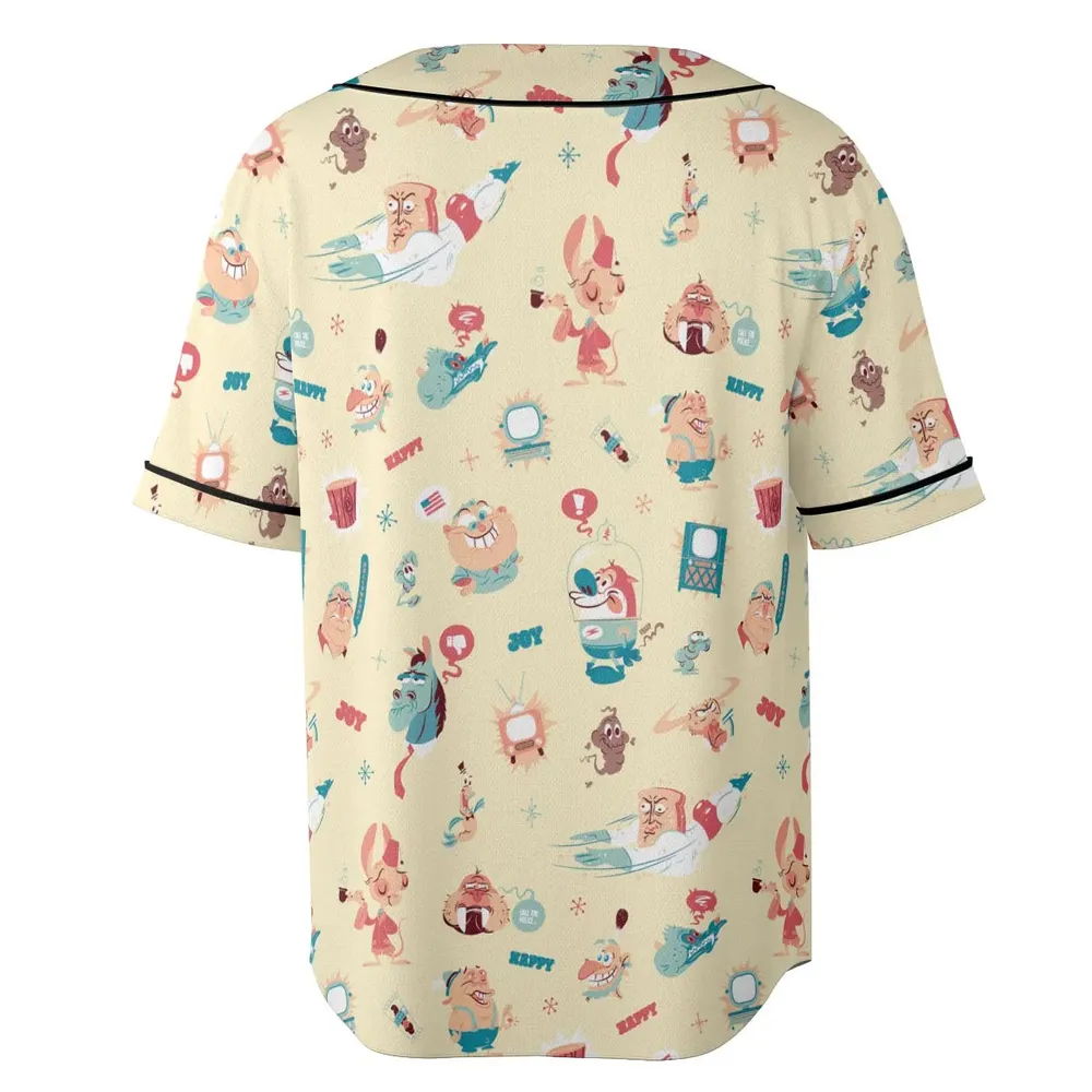 Ren and Stimpy Pattern Unisex Baseball Jersey - 4