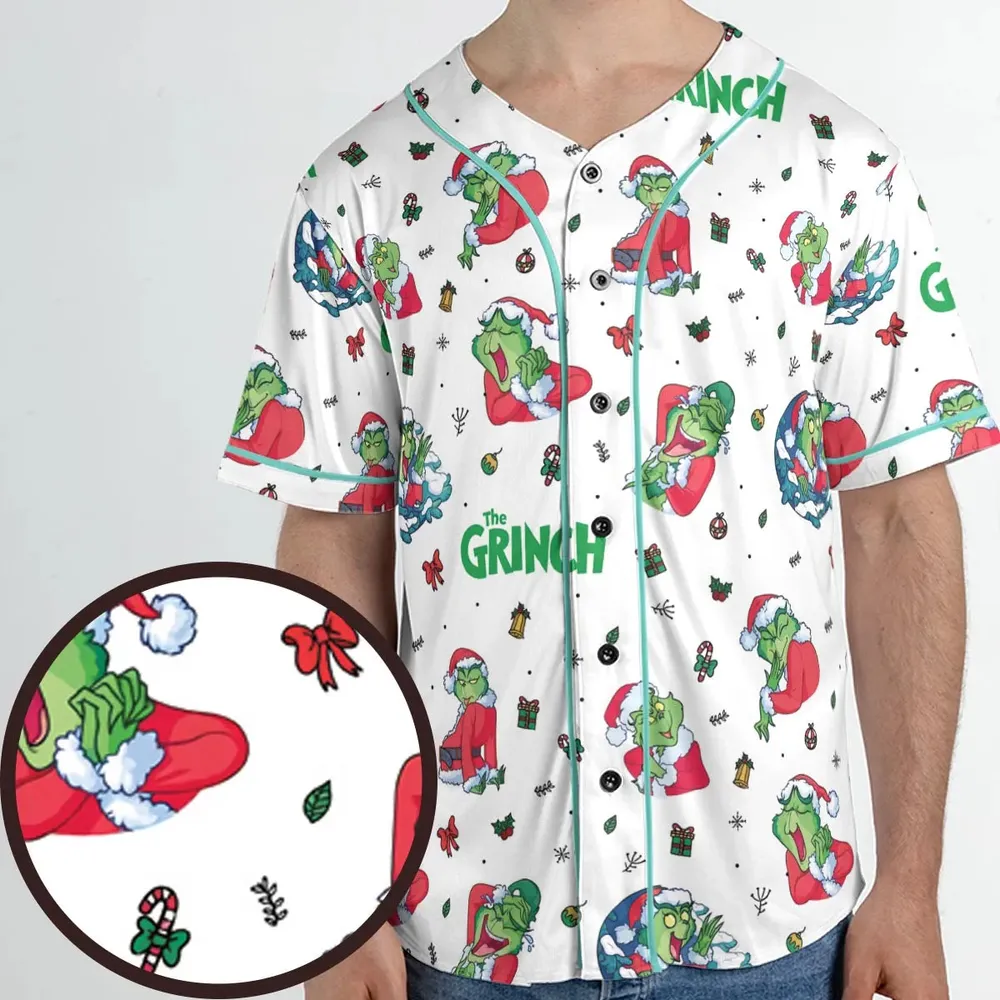 How the Grinch Stole Christmas Pattern Unisex Baseball Jersey - 1