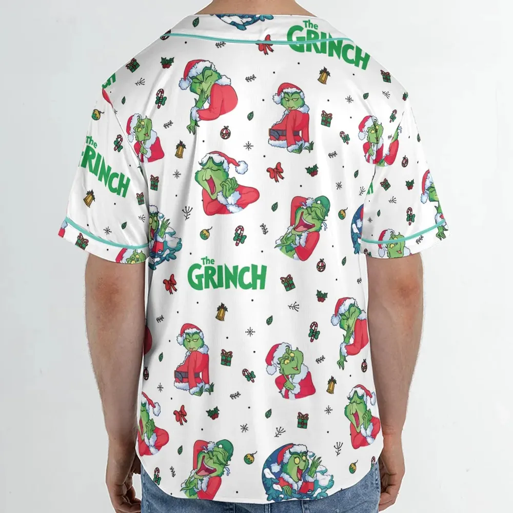 How the Grinch Stole Christmas Pattern Unisex Baseball Jersey - 2
