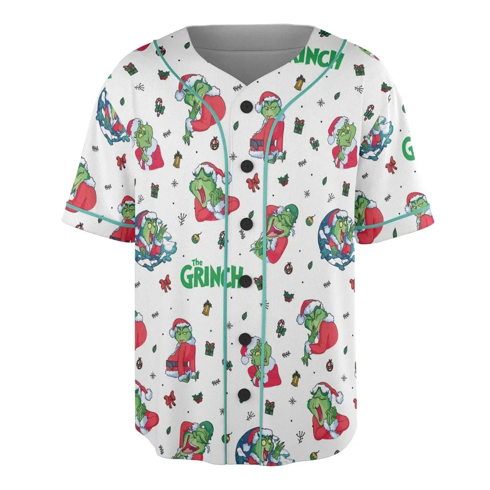 How the Grinch Stole Christmas Pattern Unisex Baseball Jersey - 3