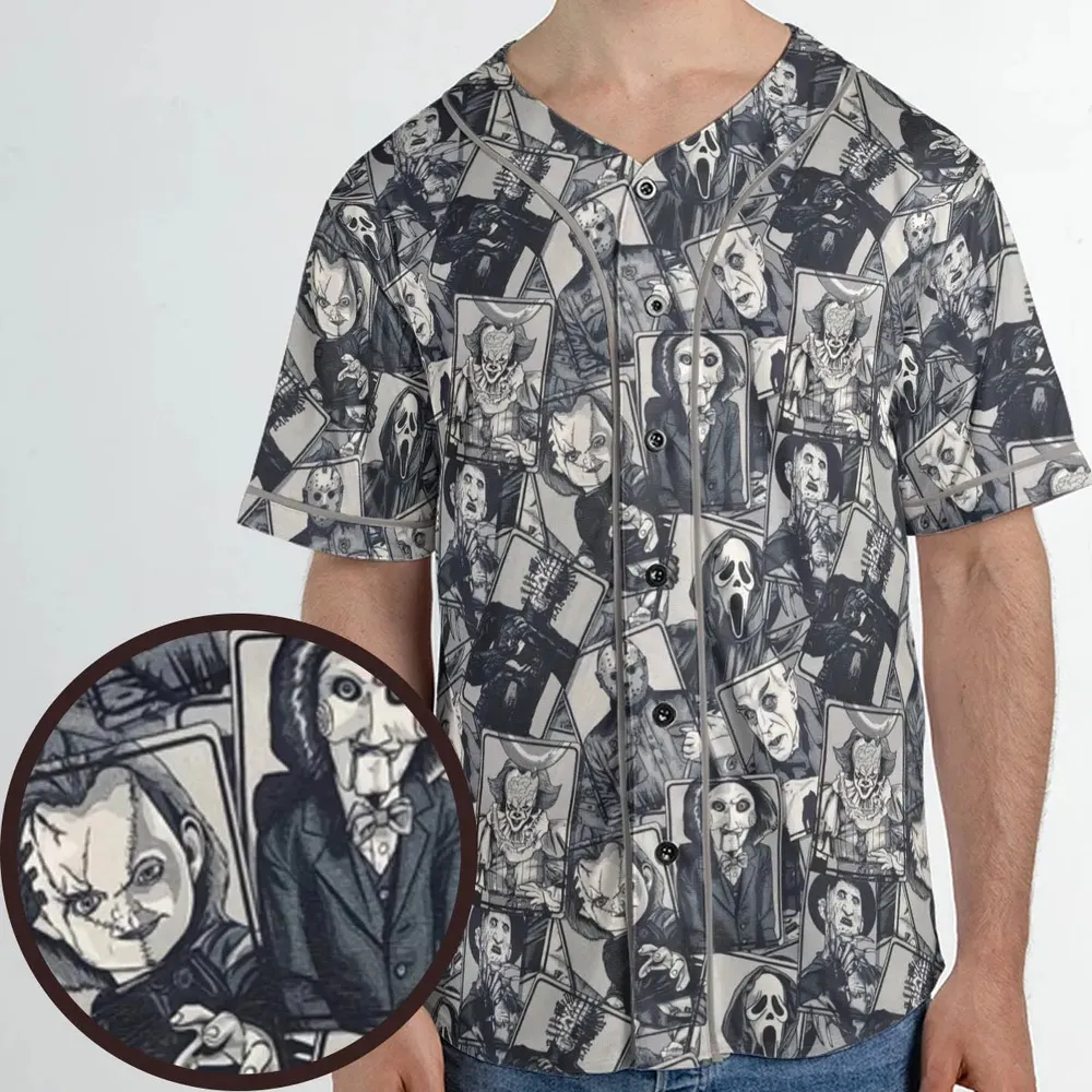 Halloween Horror Villains Unisex Baseball Jersey - 1