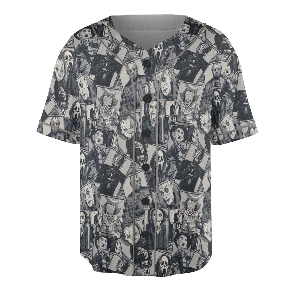 Halloween Horror Villains Unisex Baseball Jersey - 3