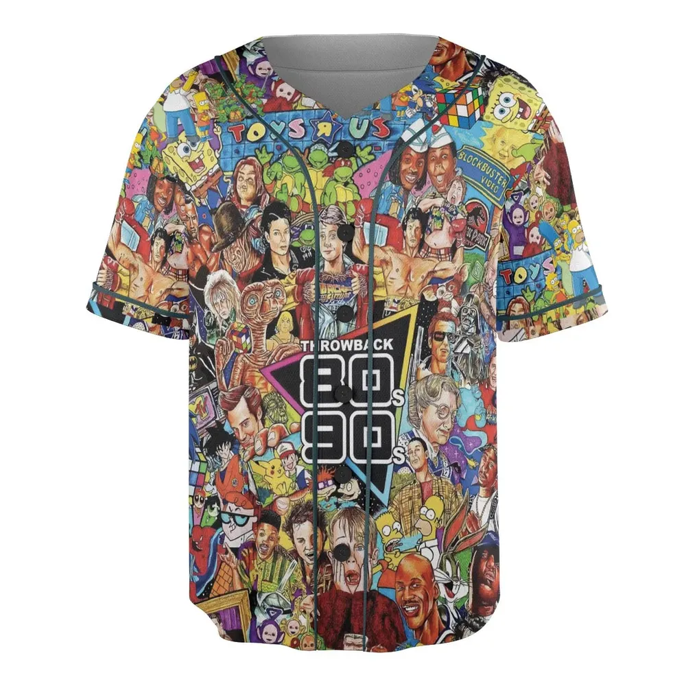 Throwback 80s 90s Pattern Unisex Baseball Jersey - 3
