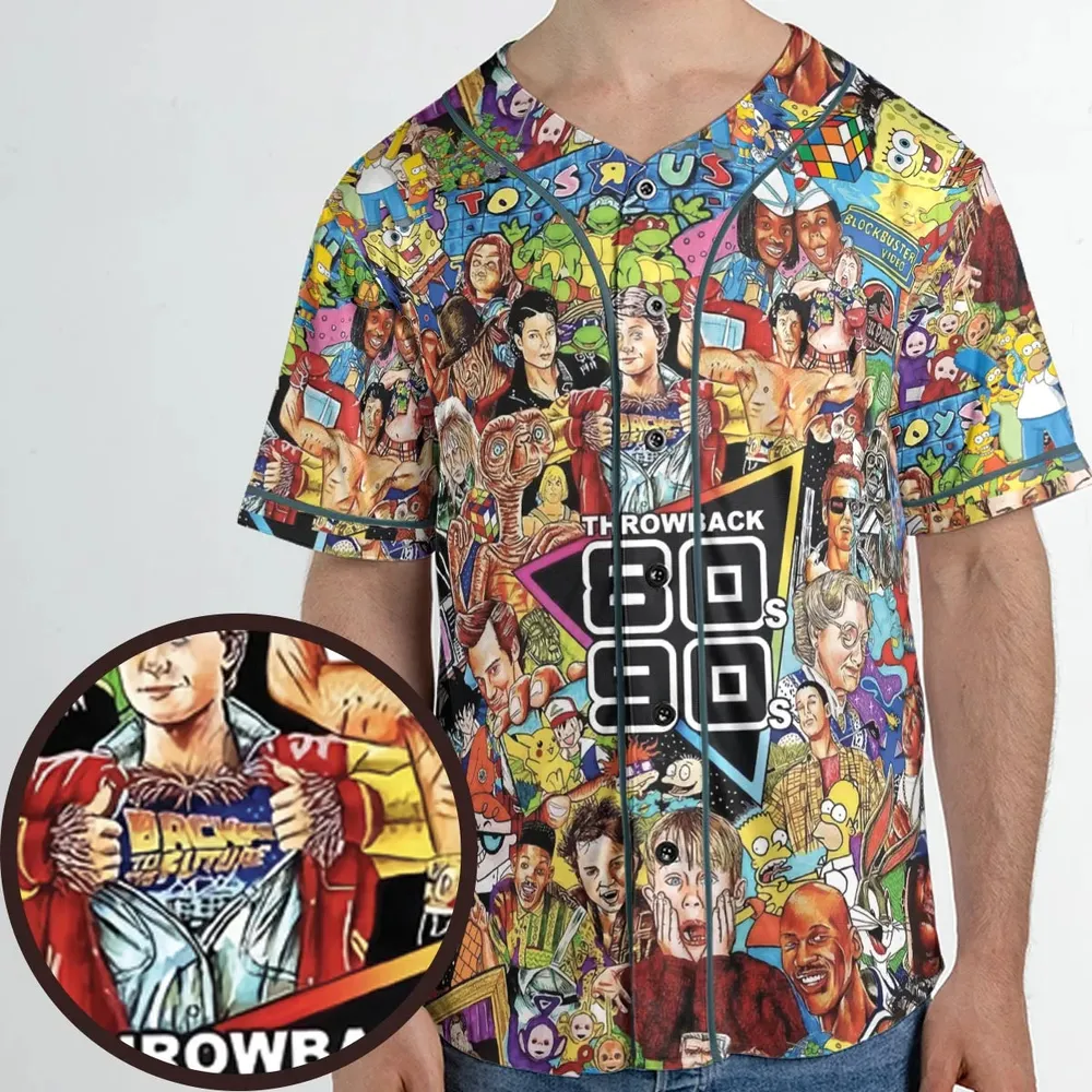 Throwback 80s 90s Pattern Unisex Baseball Jersey - 1