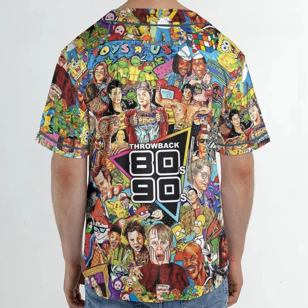 Throwback 80s 90s Pattern Unisex Baseball Jersey - 2