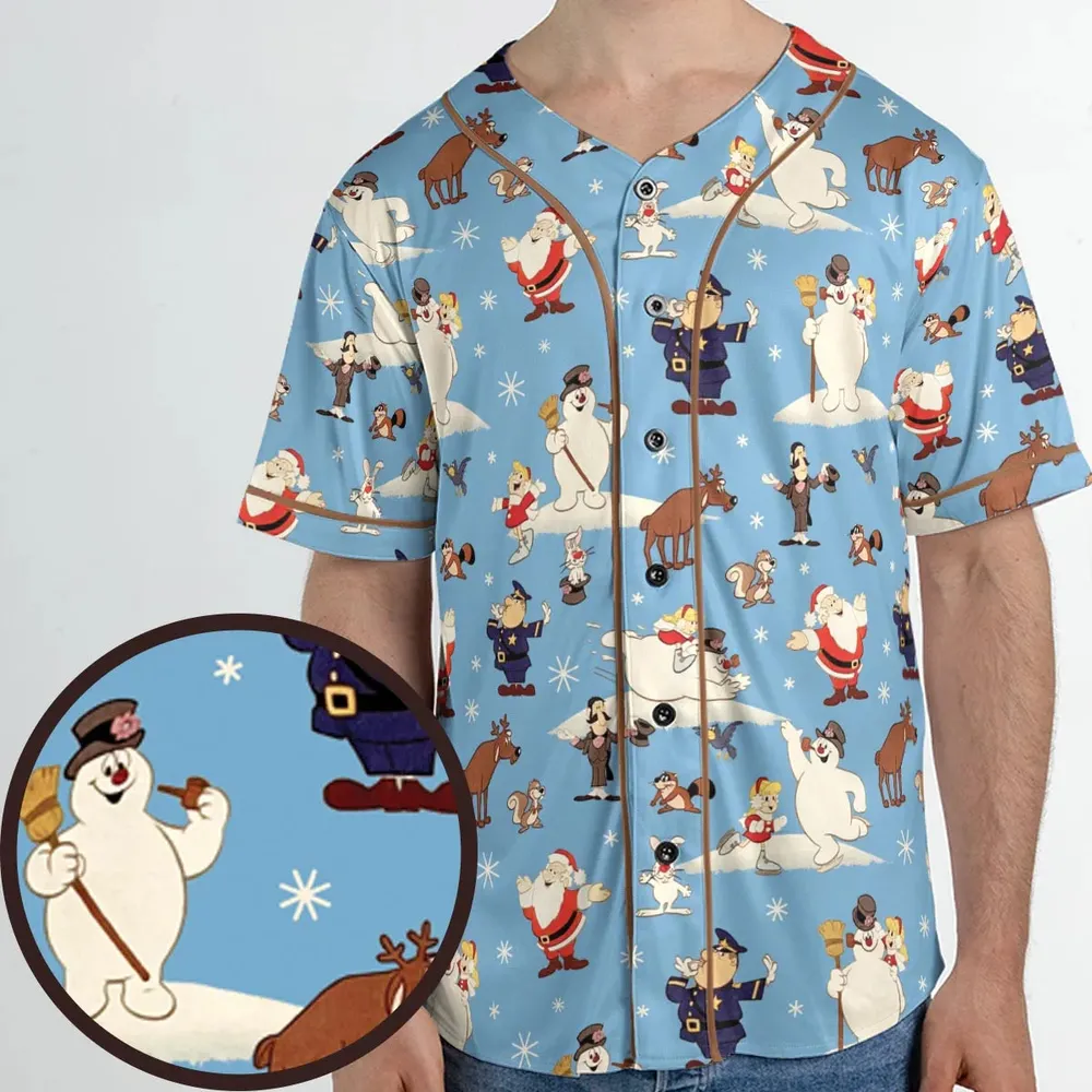 Frosty the Snowman Christmas Characters Unisex Baseball Jersey - 1