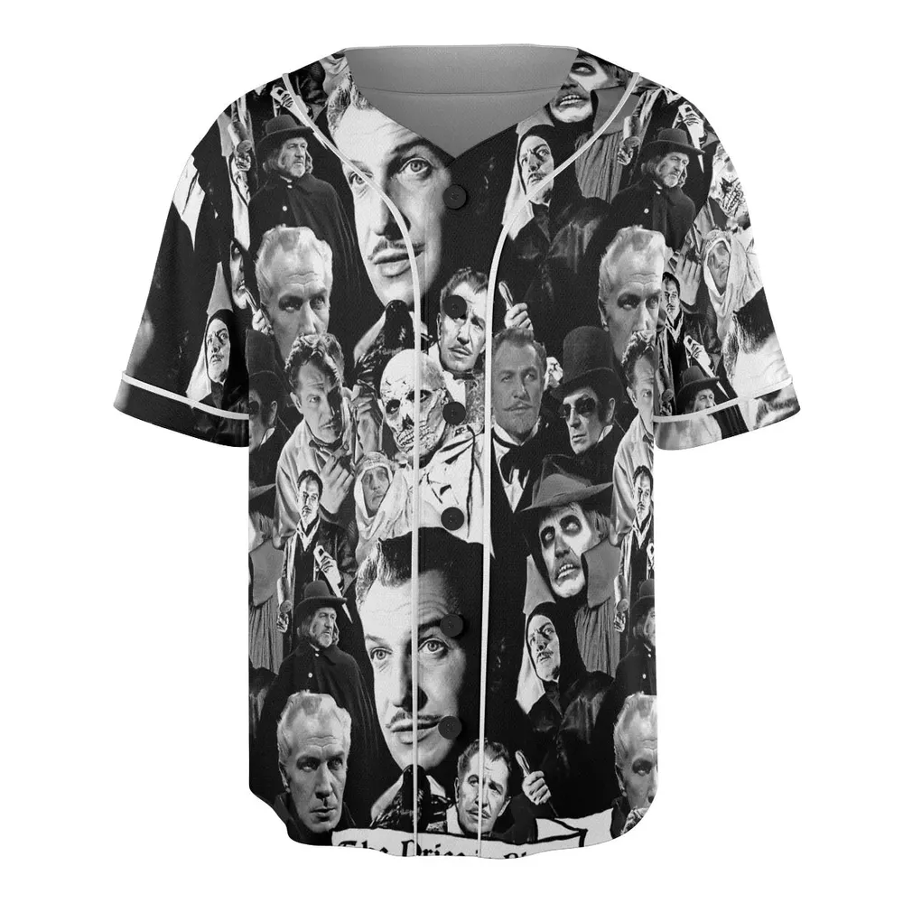 Horror Characters The Many Faces Of Vincent Price Unisex Baseball Jersey - 3