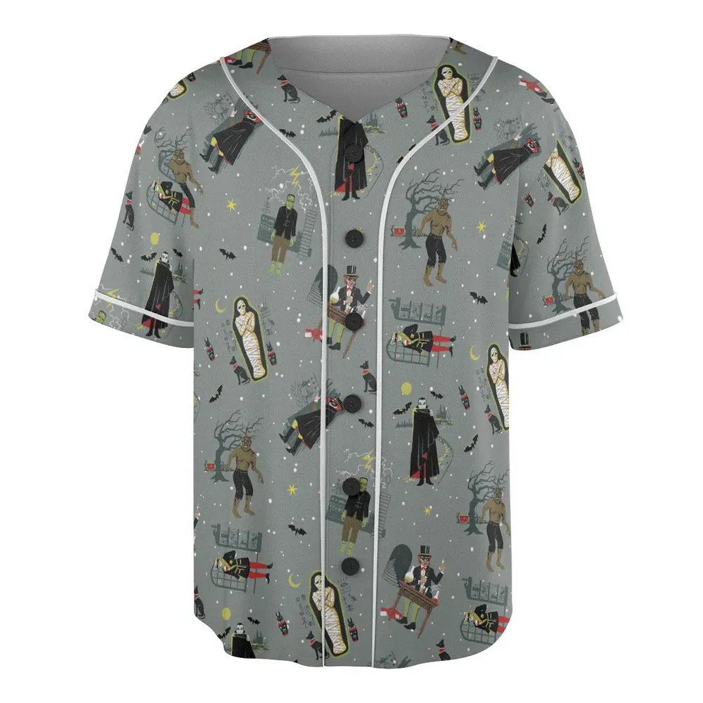 Classic Monsters Halloween Unisex Baseball Jersey - 3