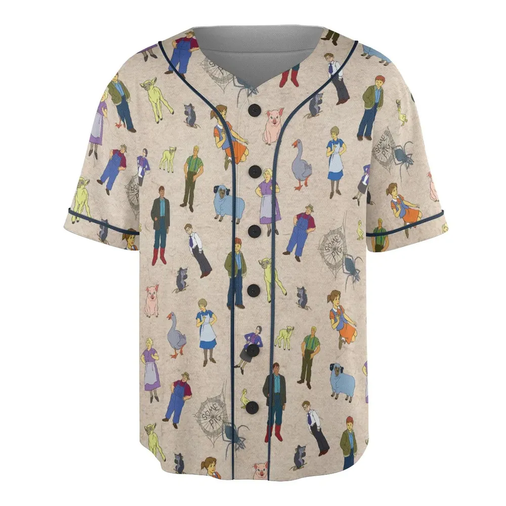Beloved Children's Tale Charlotte's Web Cartoon Characters Unisex Baseball Jersey - 3