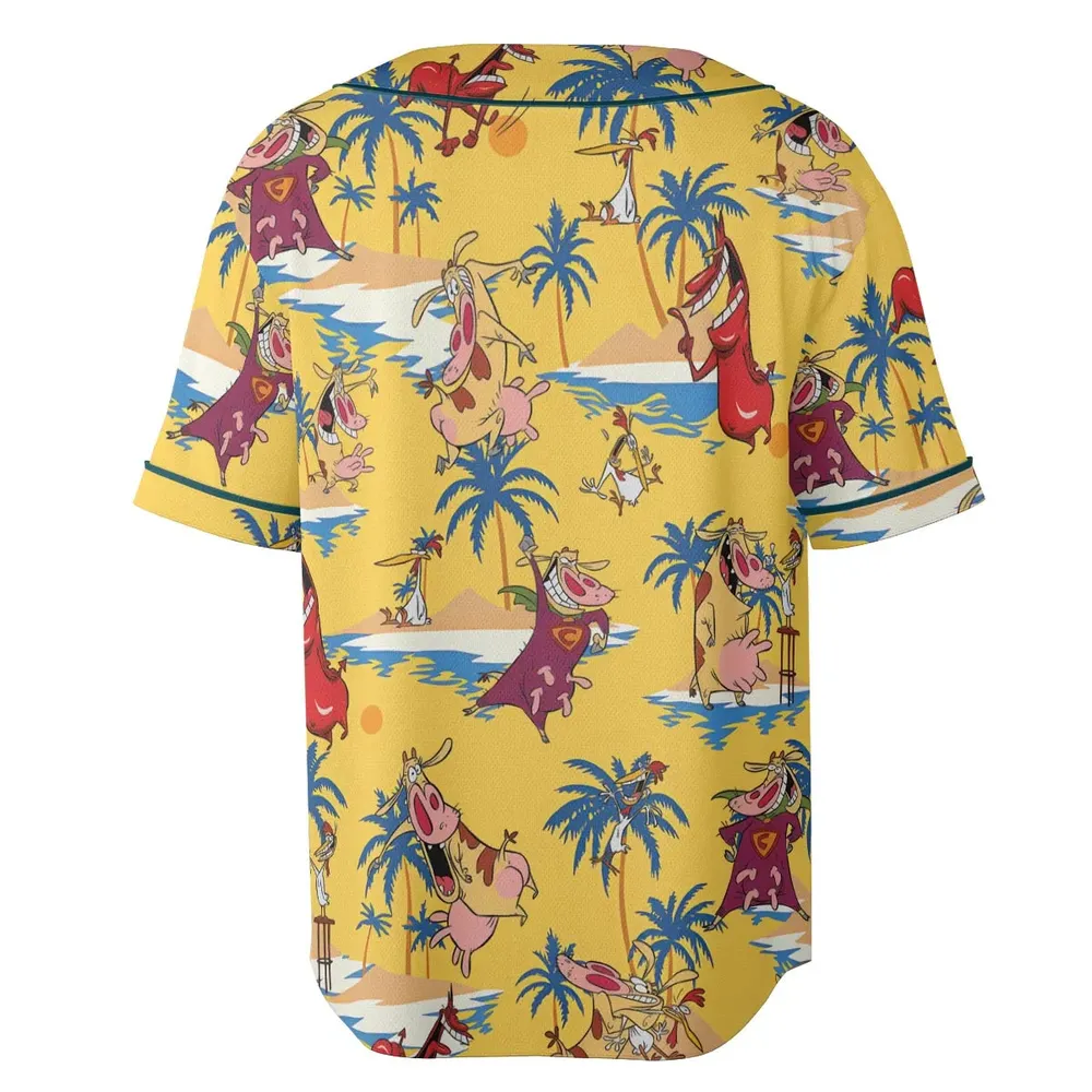 Cow Chicken Red Guy Unisex Baseball Jersey - 4