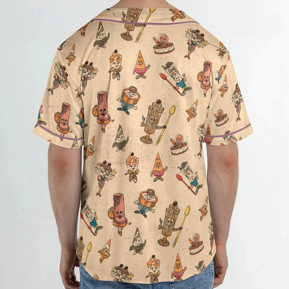 Retro Dessert Mascots Carvel comic book Ice Cream Unisex Baseball Jersey - 2
