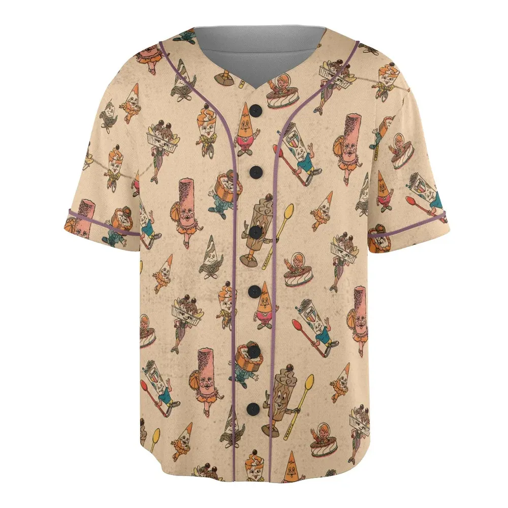 Retro Dessert Mascots Carvel comic book Ice Cream Unisex Baseball Jersey - 3