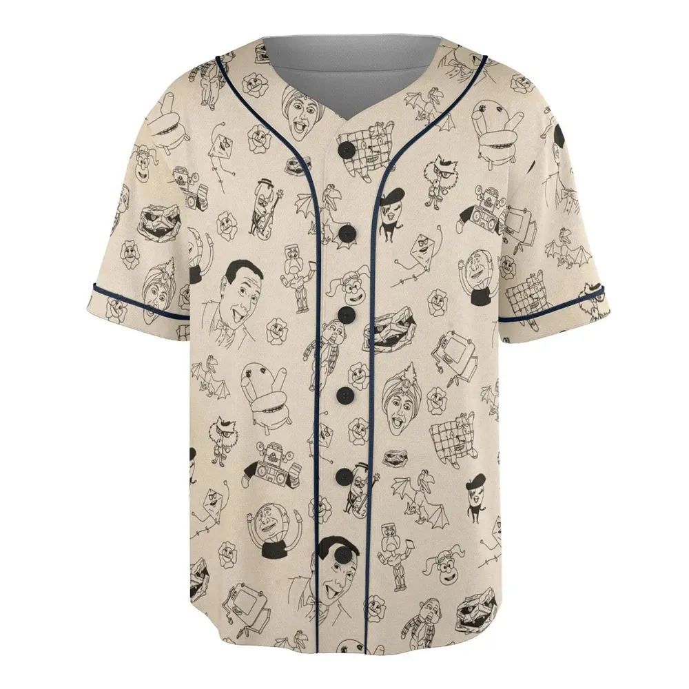 Pee-Wee's Playhouse Characters Unisex Baseball Jersey - 3
