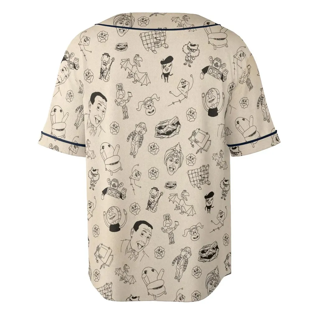 Pee-Wee's Playhouse Characters Unisex Baseball Jersey - 4