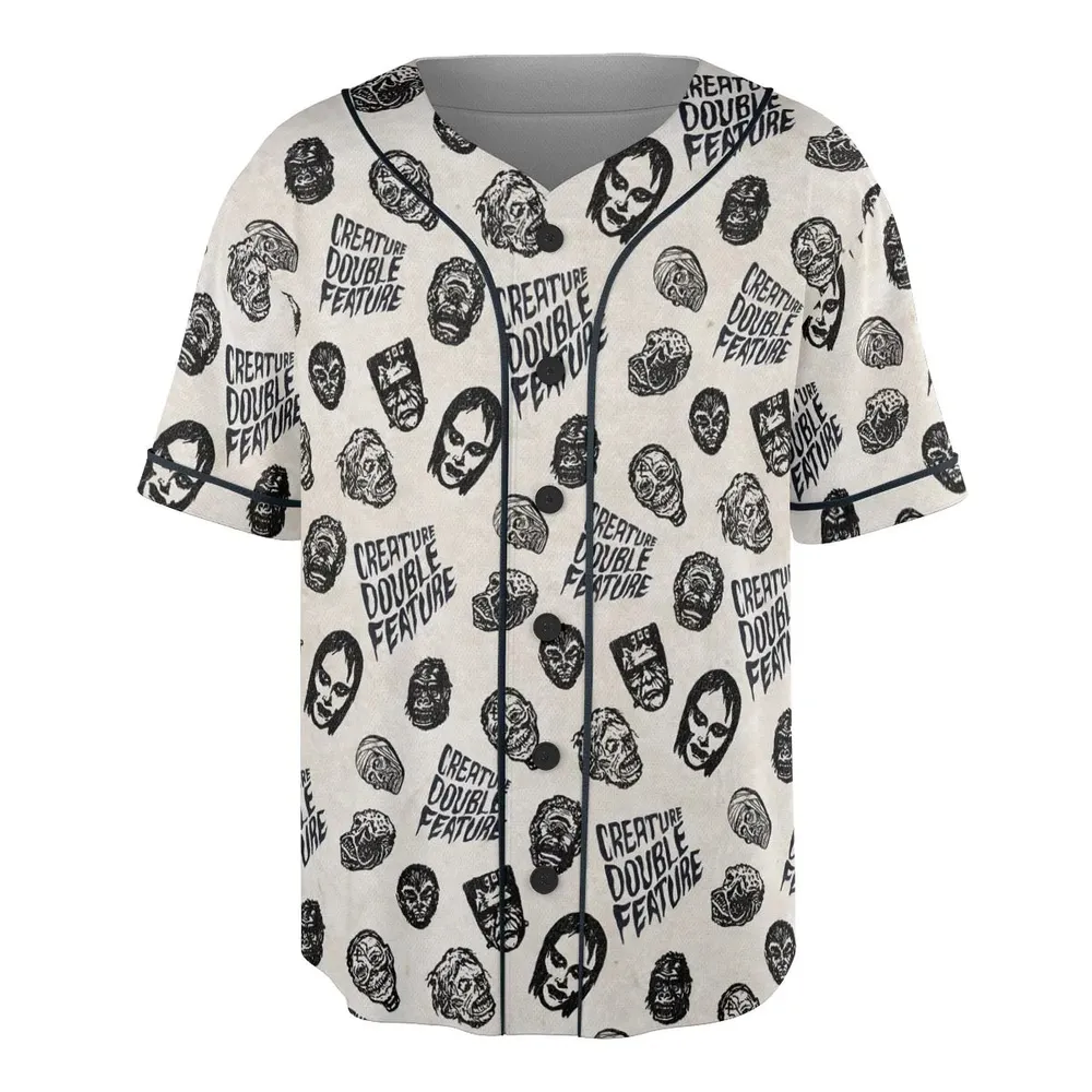 Creature Double Feature Horror Characters Unisex Baseball Jersey - 3