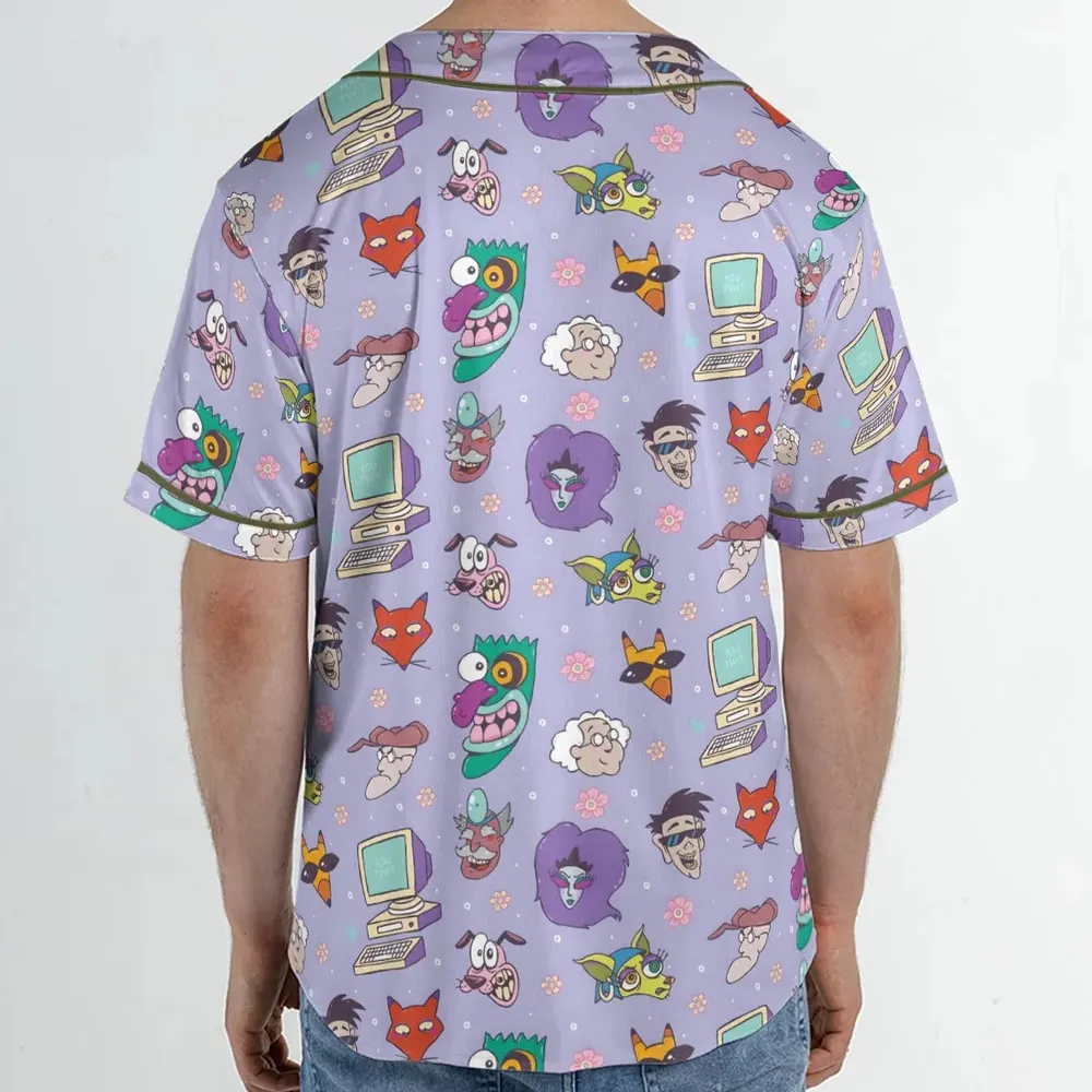 Floral Courage Courage the Cowardly Dog Unisex Baseball Jersey - 2