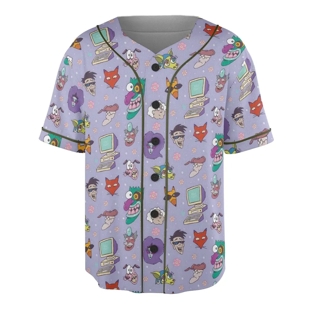 Floral Courage Courage the Cowardly Dog Unisex Baseball Jersey - 3