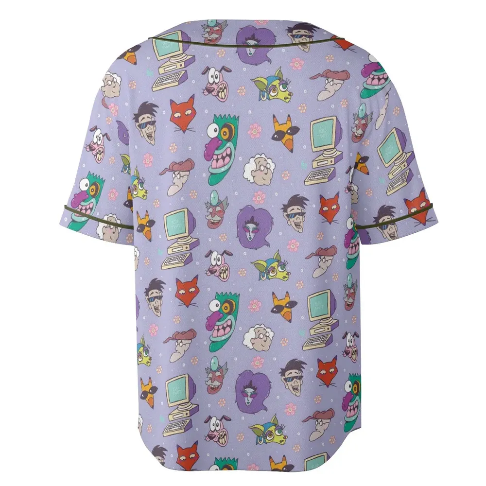 Floral Courage Courage the Cowardly Dog Unisex Baseball Jersey - 4