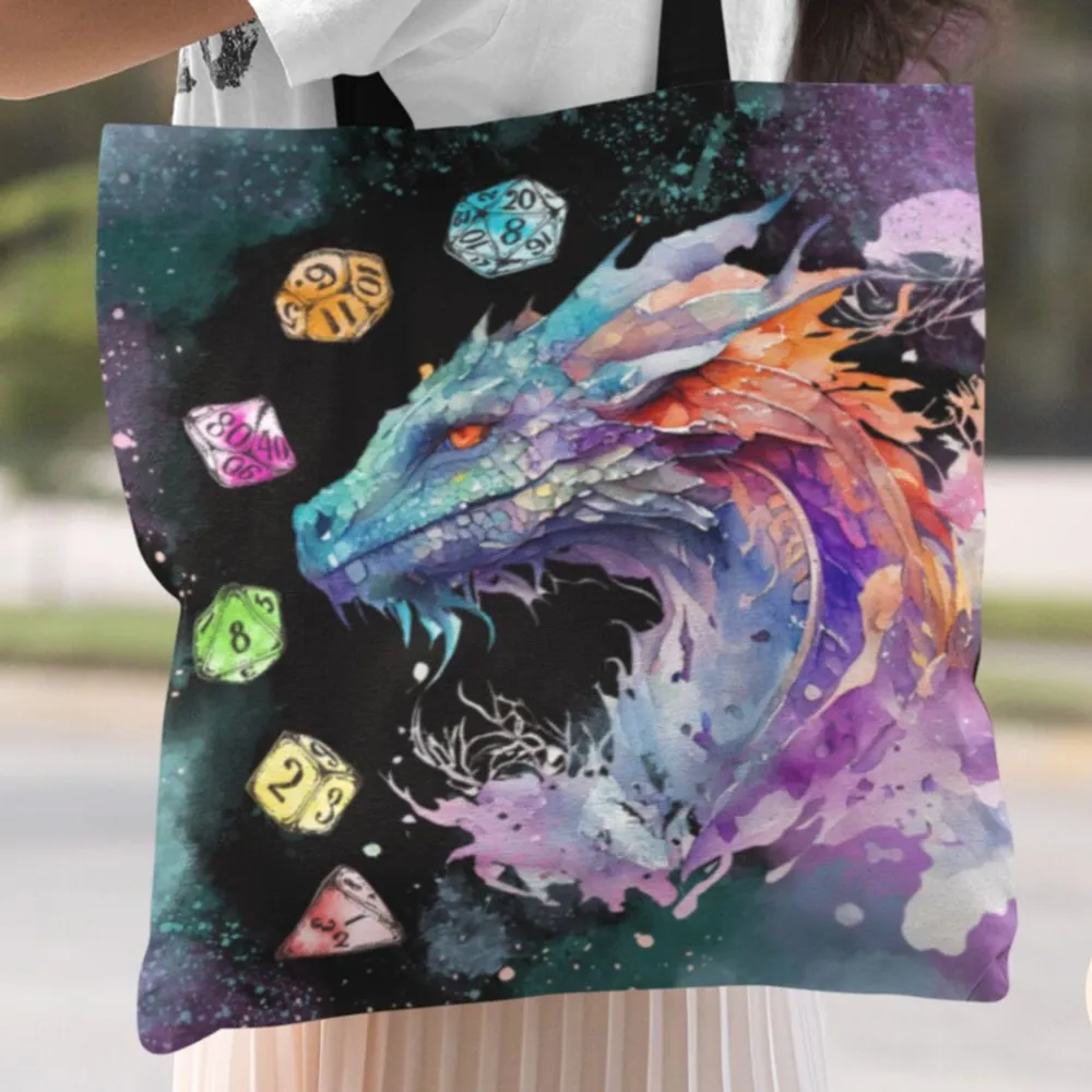 Dices And Dragon Watercolor Tote Bag - 1