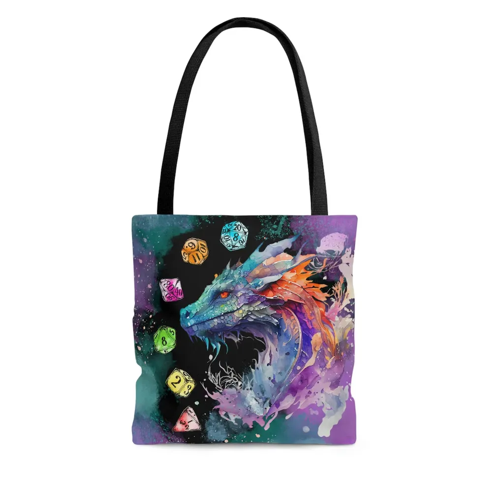 Dices And Dragon Watercolor Tote Bag - 2