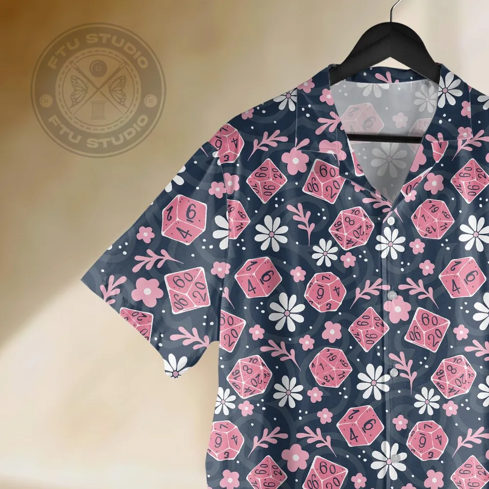 Pink Floral Dice Hawaiian Shirt - 2