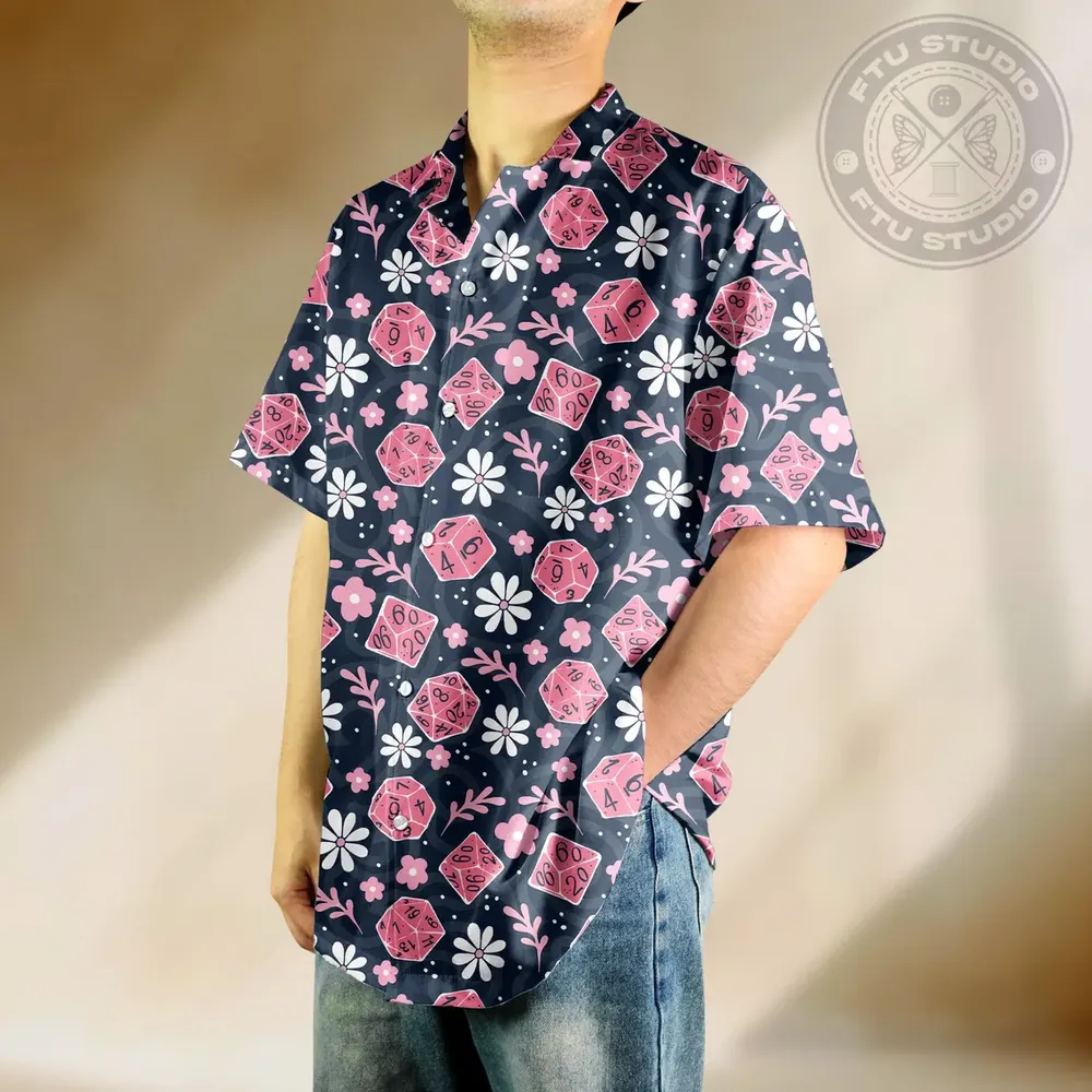 Pink Floral Dice Hawaiian Shirt - 1