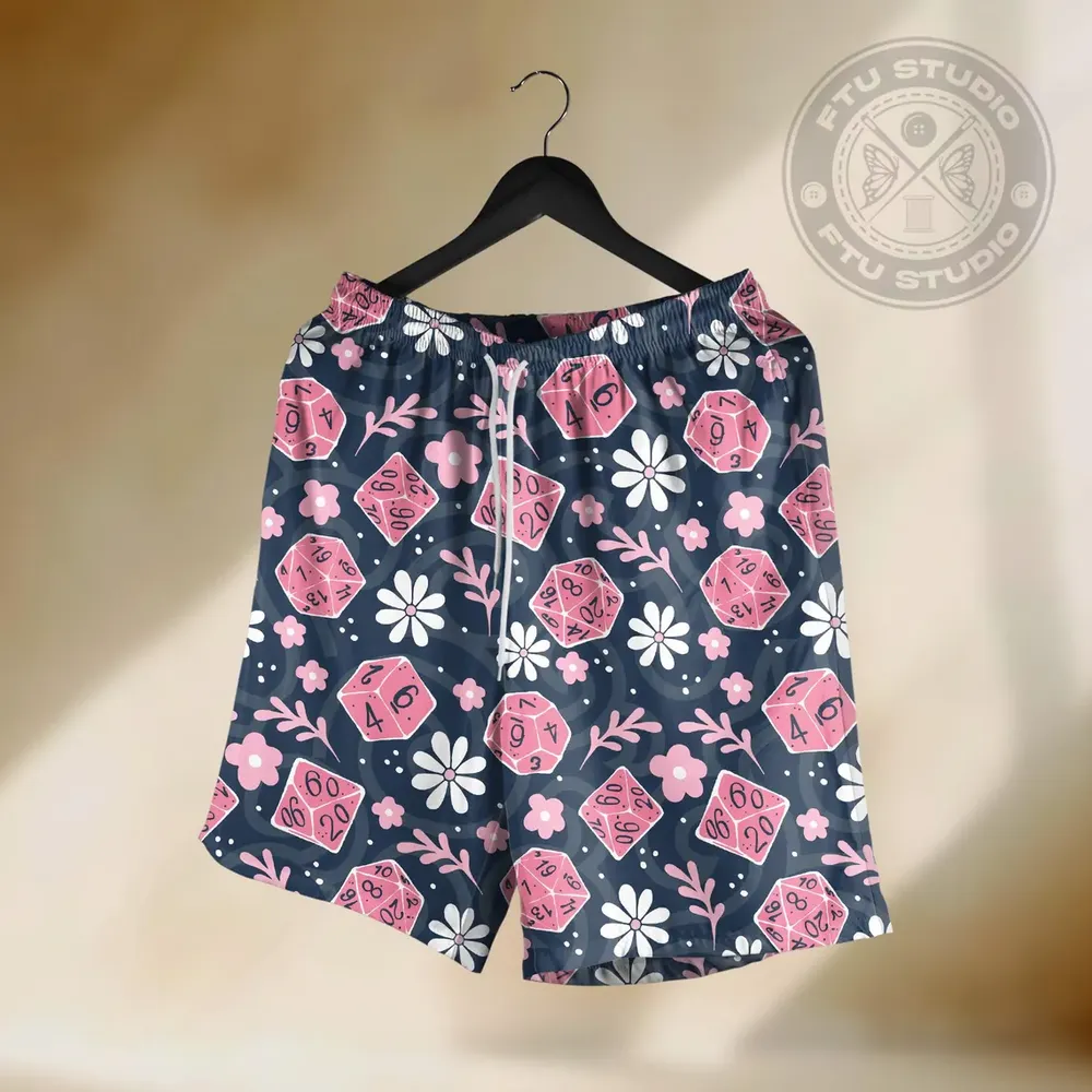 Pink Floral Dice Shorts - 1