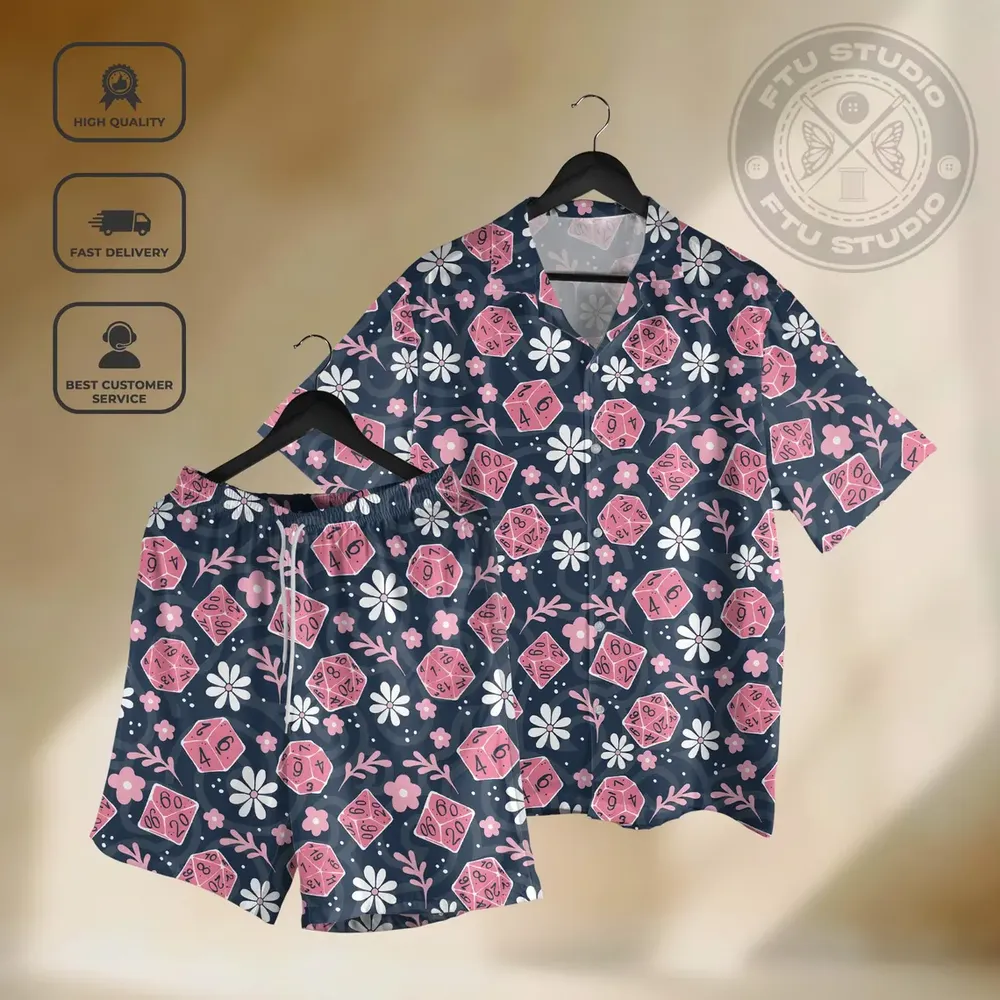 Pink Floral Dice Shorts - 2