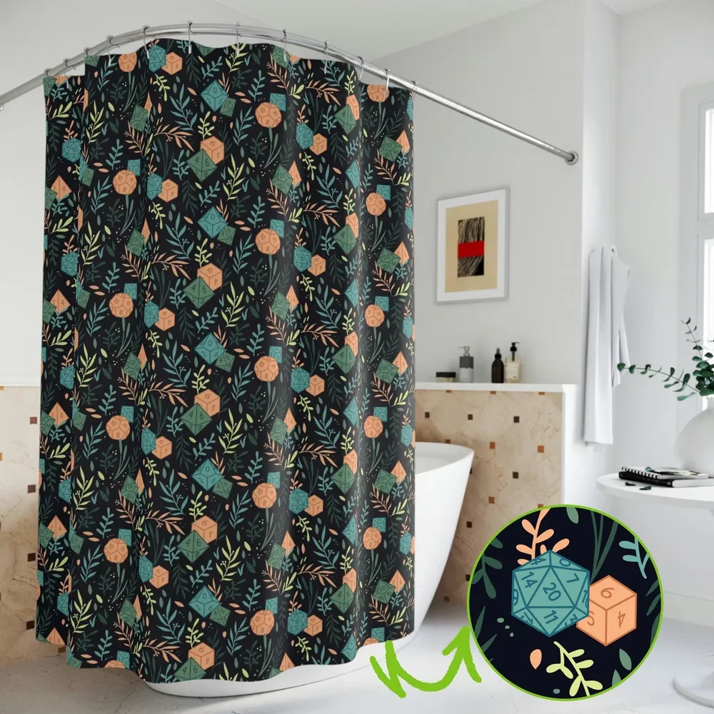 Floral Dices Shower Curtain - 1