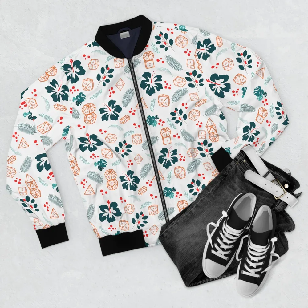 Hawaiian Dice White Bomber Jacket - 1
