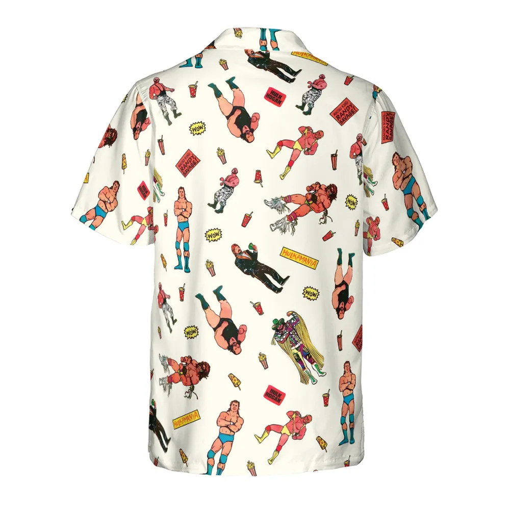 Wrestling Superstars Hulk Hogan Macho Man Logos Hawaiian Shirt - 3